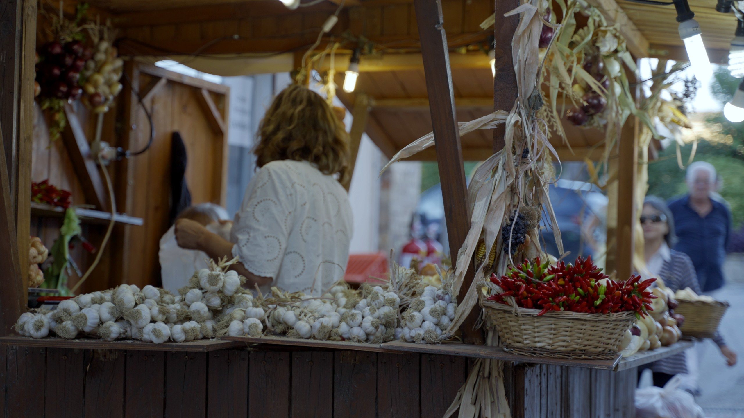 Banco con agli e cipolle alla Festa della Cipolla di Cannara